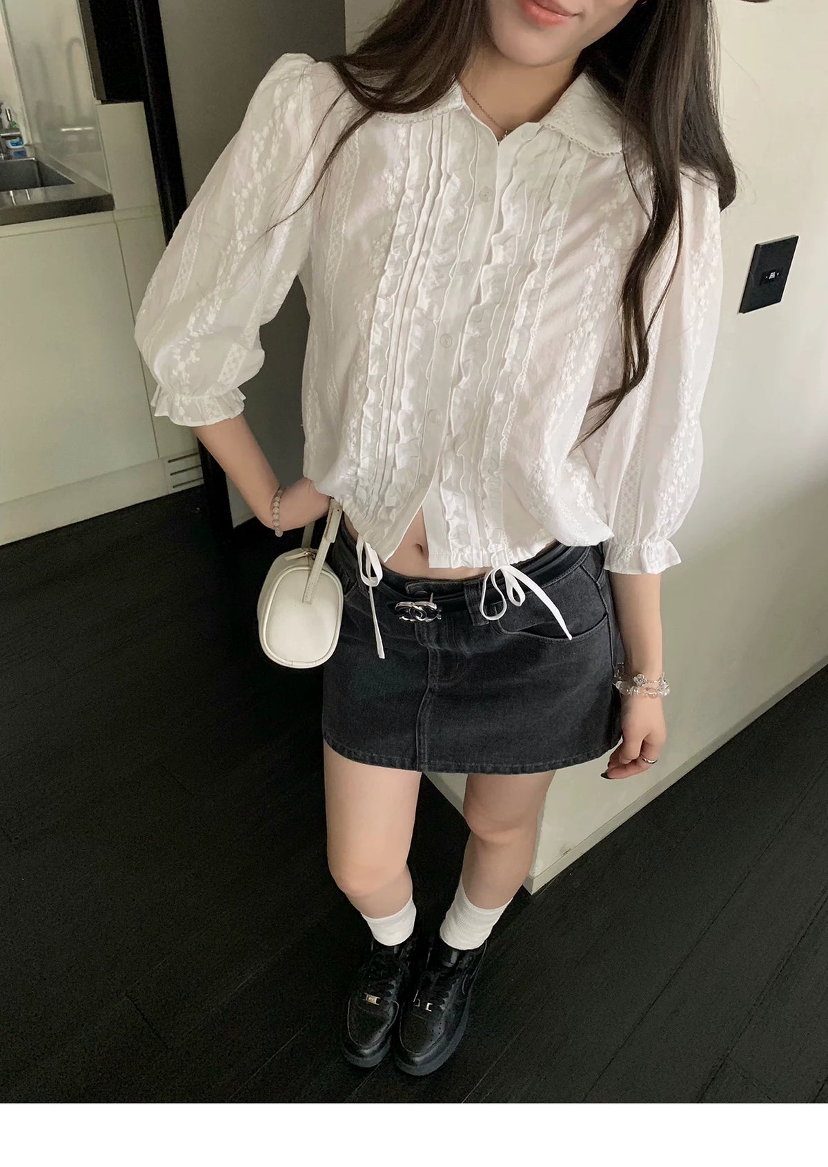 Black Denim Mini Skirt