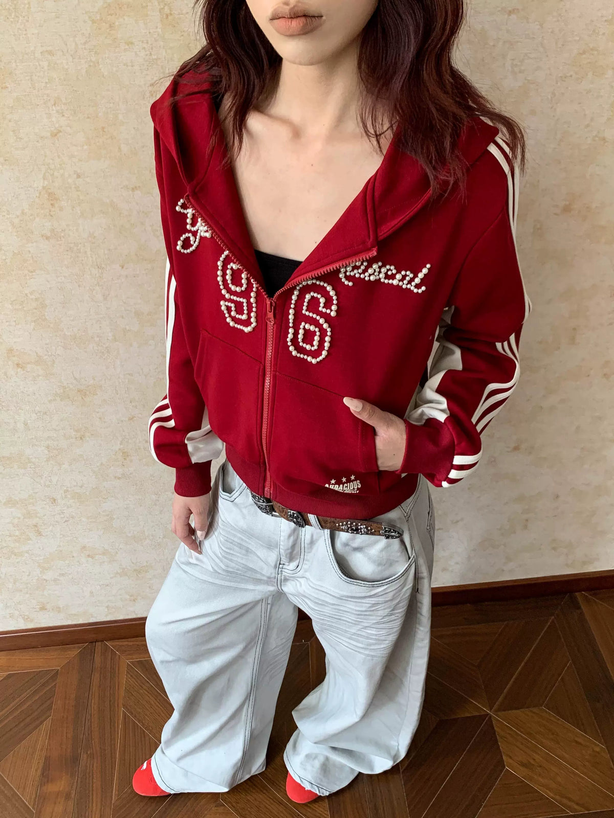 Vintage 96 Striped Zip-Up Hoodie