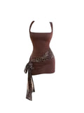 Mocha Leopard Wrap Mini Dress