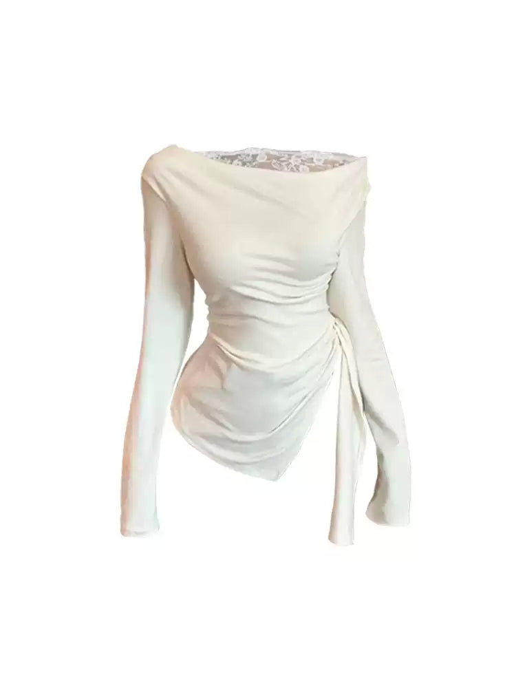 Lace Off-Shoulder Ruched Top