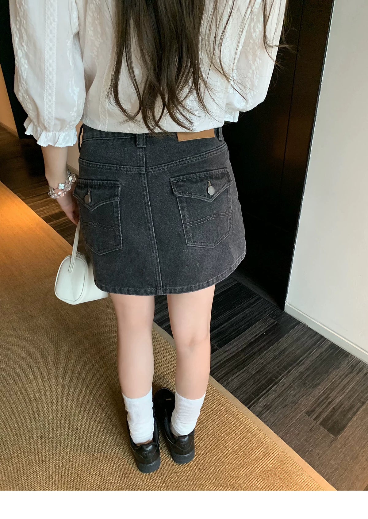 Black Denim Mini Skirt
