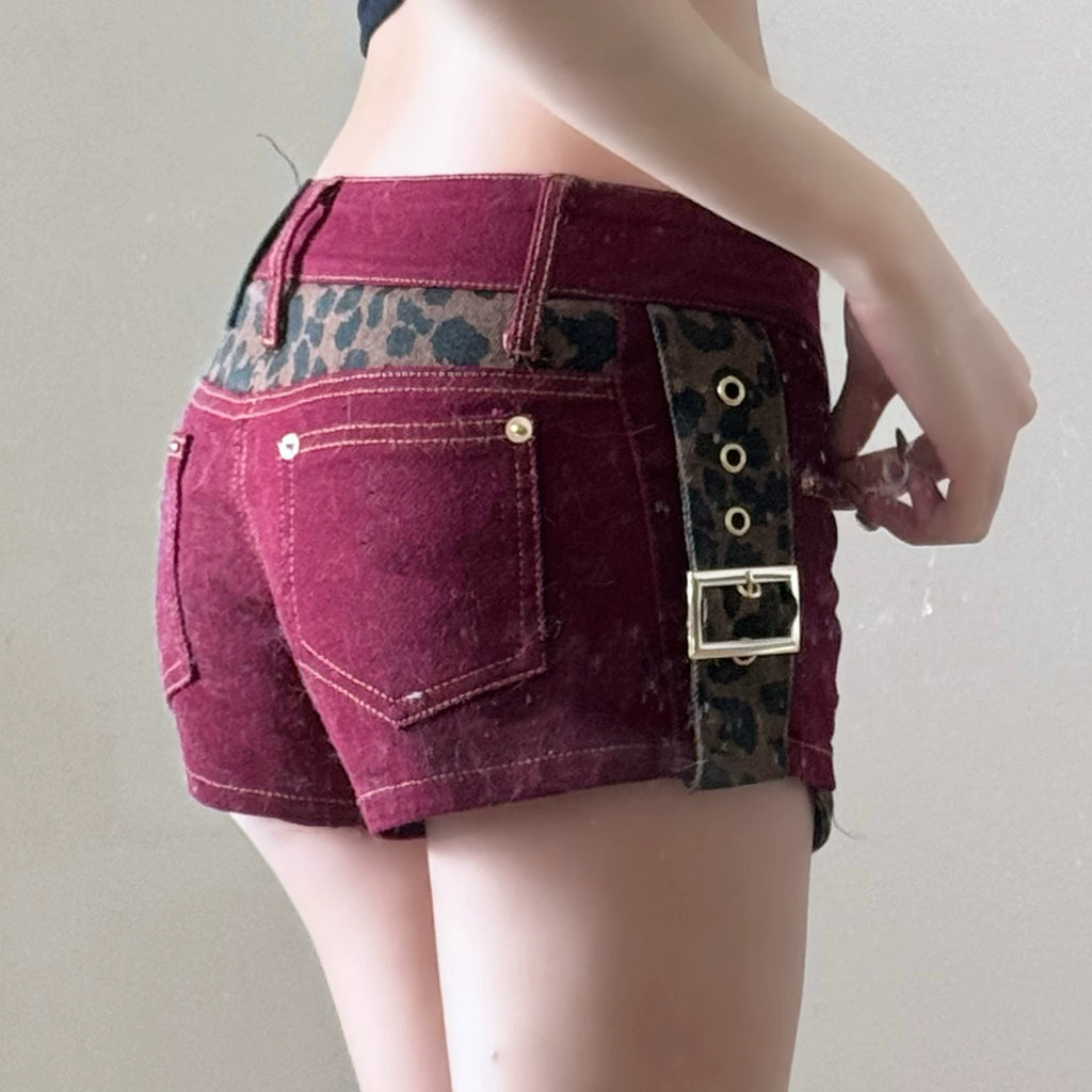 Rise Buckle Denim Shorts
