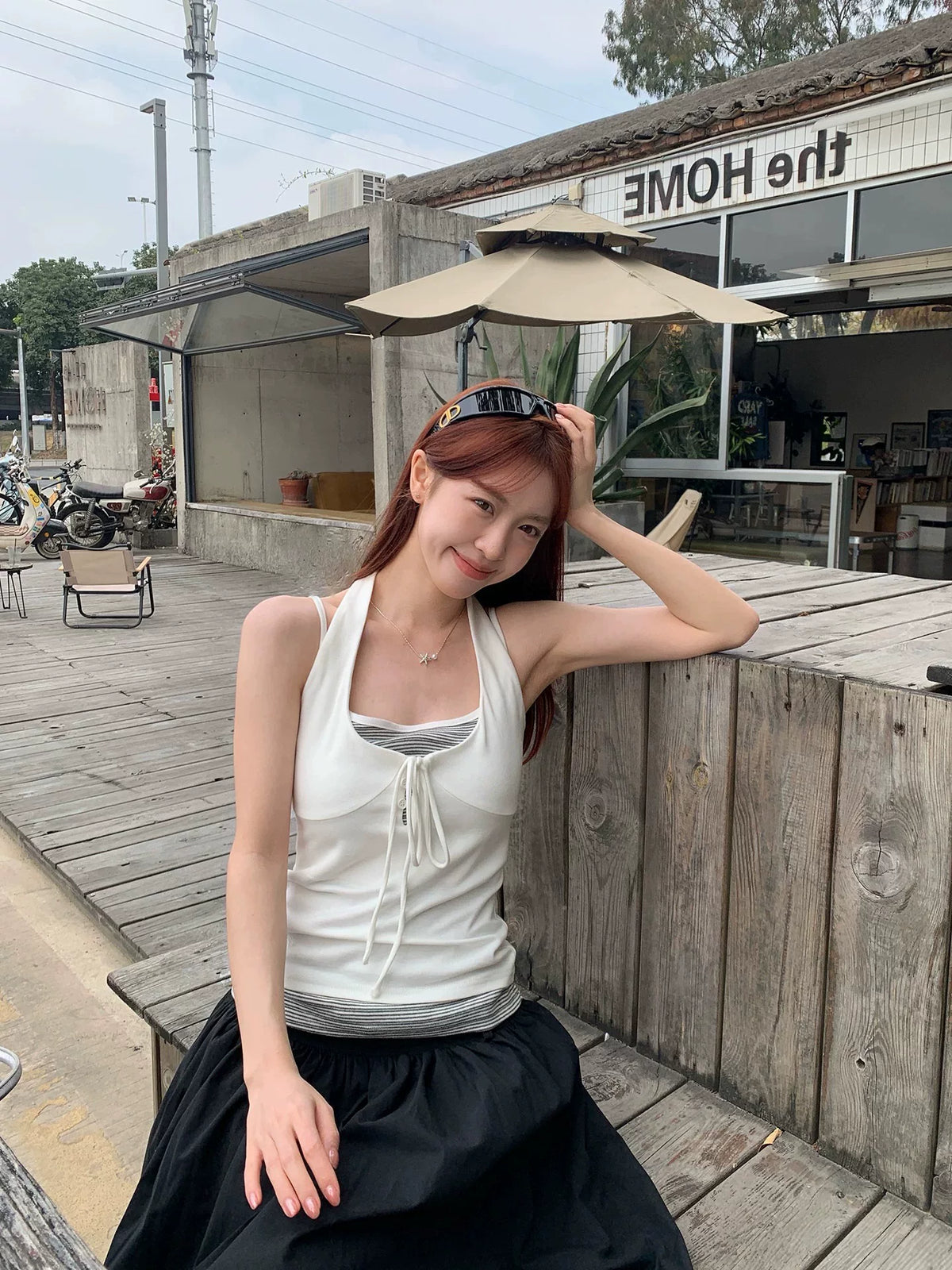 Cloud Tie Halter Tank