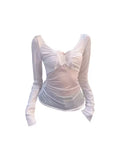 Butterfly Ruched Long Sleeve Top