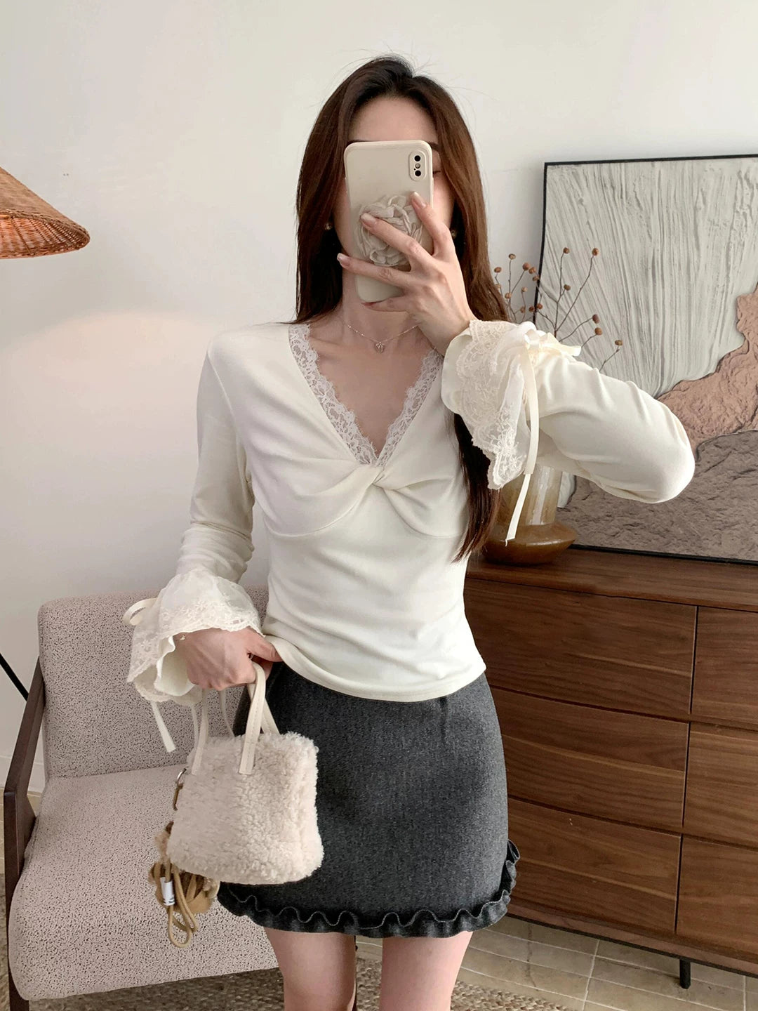 Lace Bell Sleeve Top