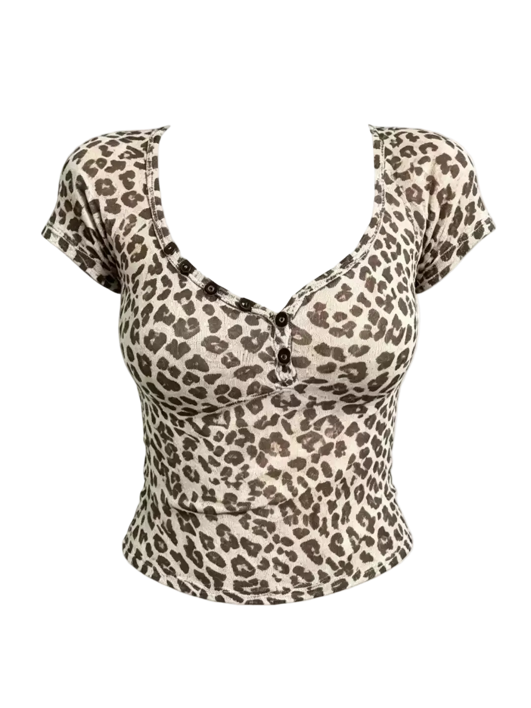 Leopard Henley Baby Tee