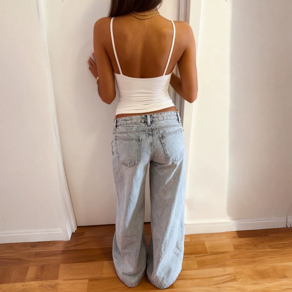 Cloud Wash Wide Leg Jeans