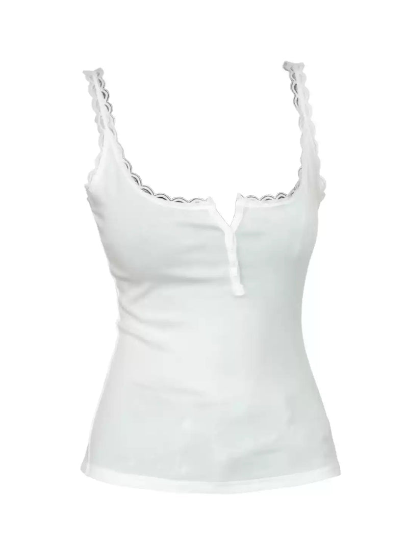 Scallop Trim Henley Cami Top