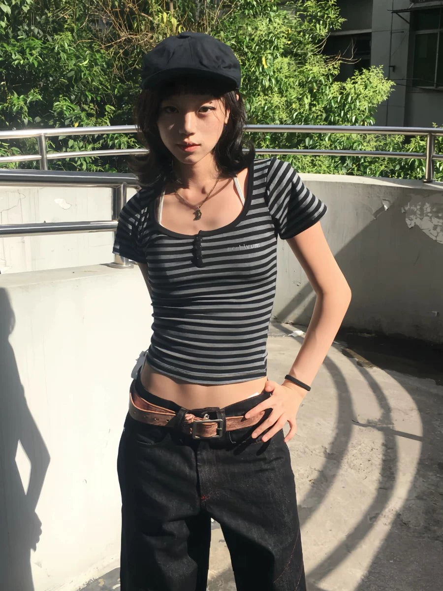 Shadow Stripe Henley Tee