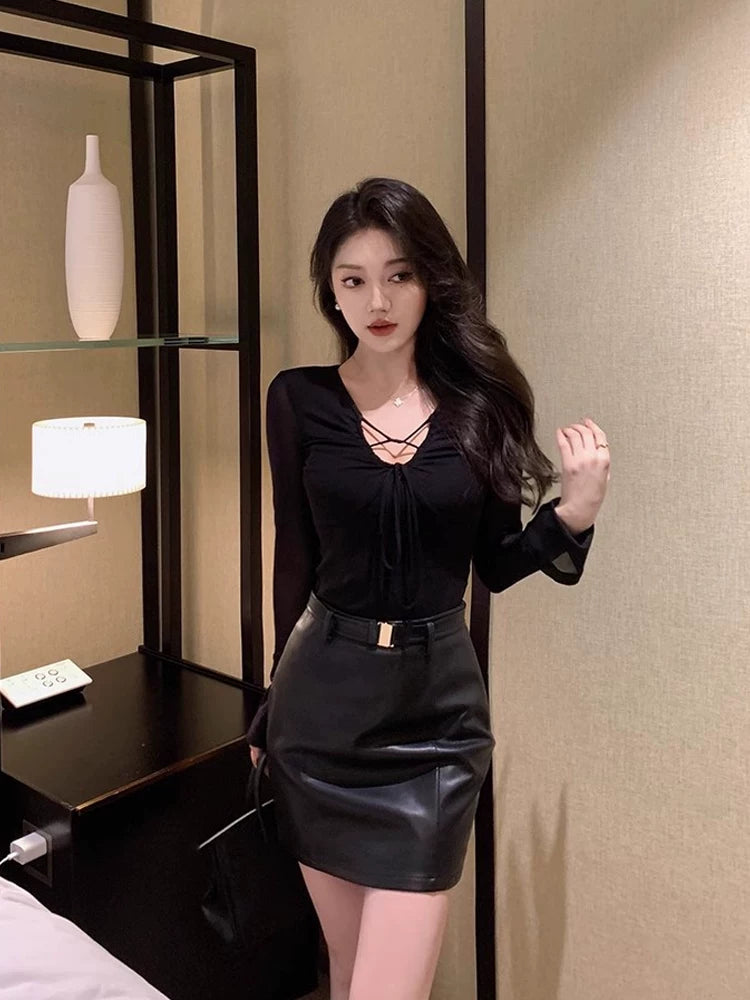 Noir Cross Mesh Top