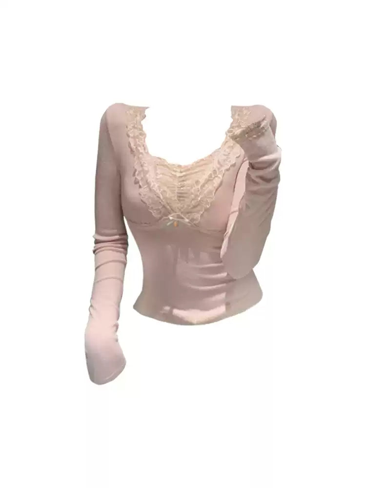 Blush Lace Trim Top
