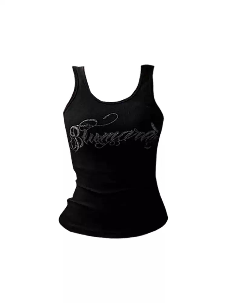 Graphic Ribbed Tank Top