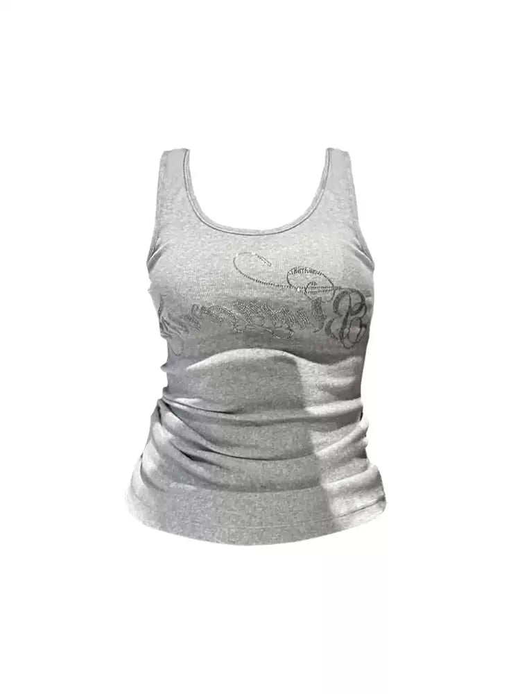 Ruched Graphic Tank Top