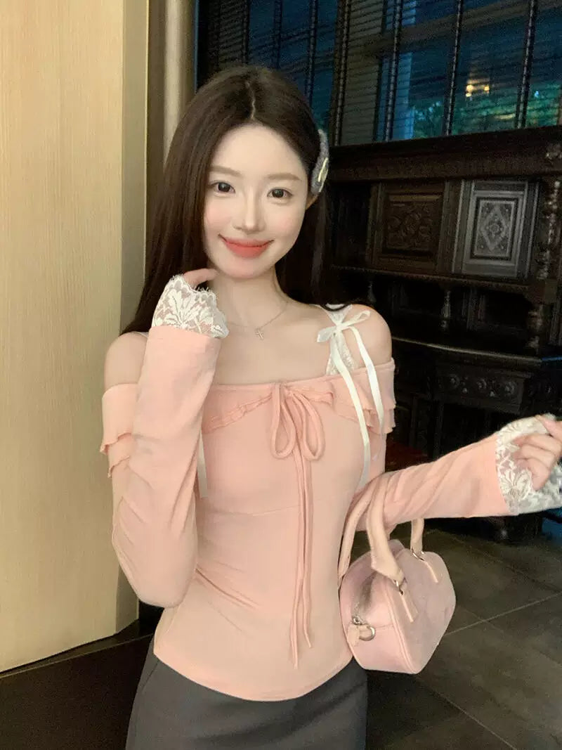 Lace Tie Off-Shoulder Corset Top