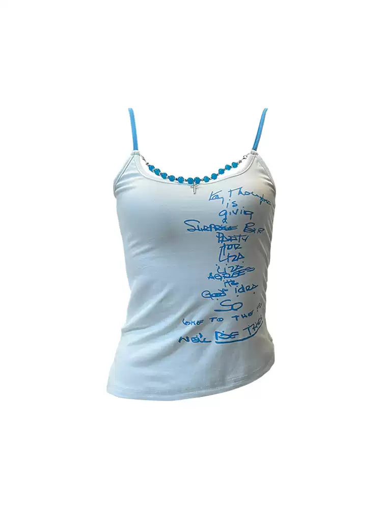 Beaded Graphic Cami Top