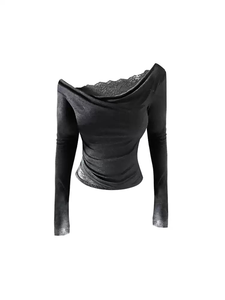 Lace Off-Shoulder Drape Top