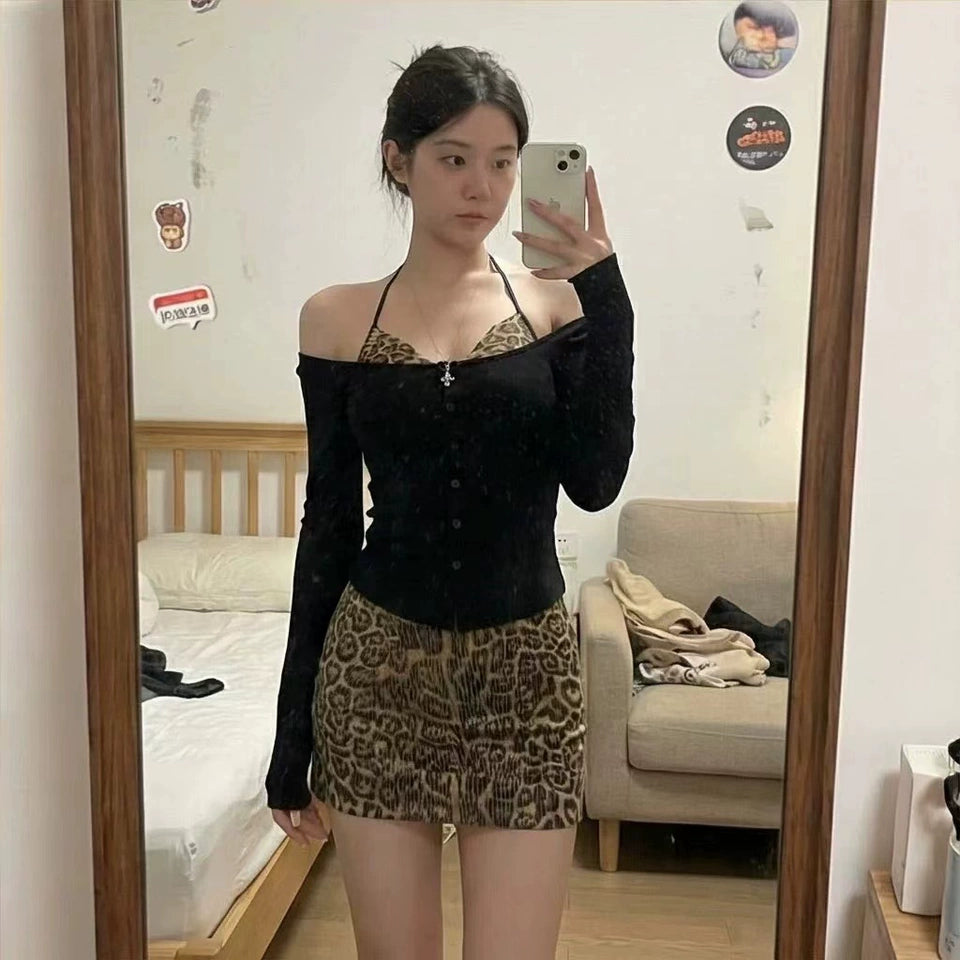 Leopard Corset Layered Top