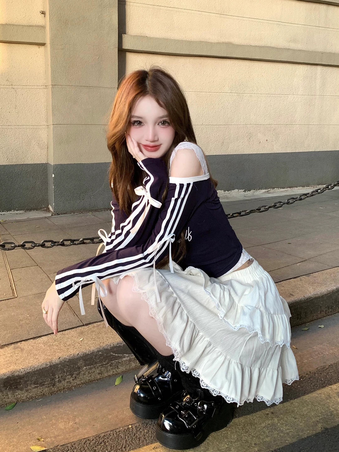 Midnight Varsity Lace Top