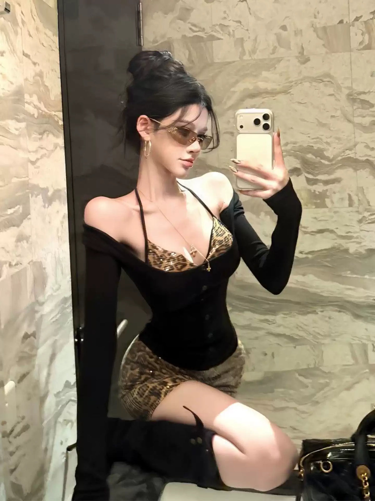 Leopard Corset Layered Top