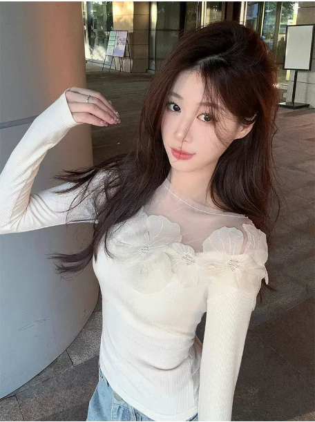 Floral Mesh Off-Shoulder Top