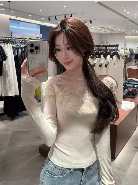 Floral Mesh Off-Shoulder Top
