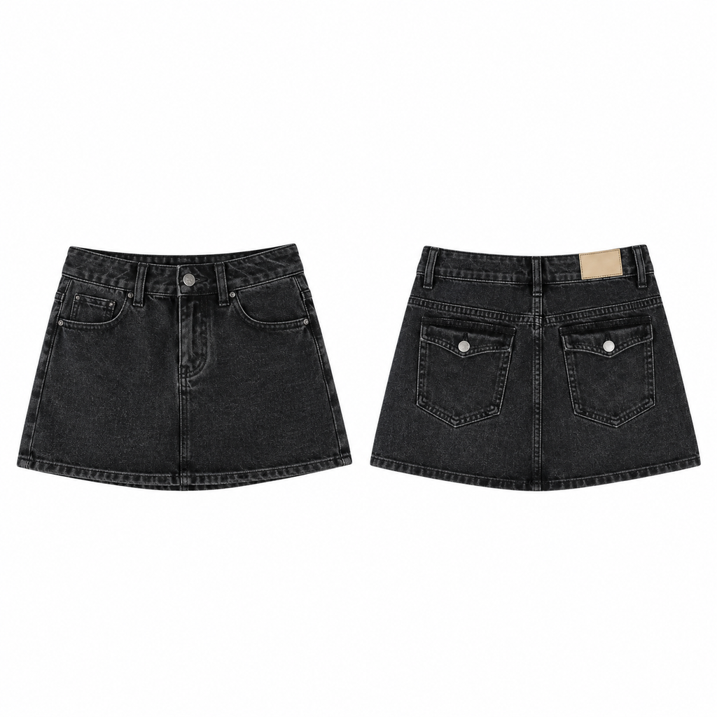 Black Denim Mini Skirt