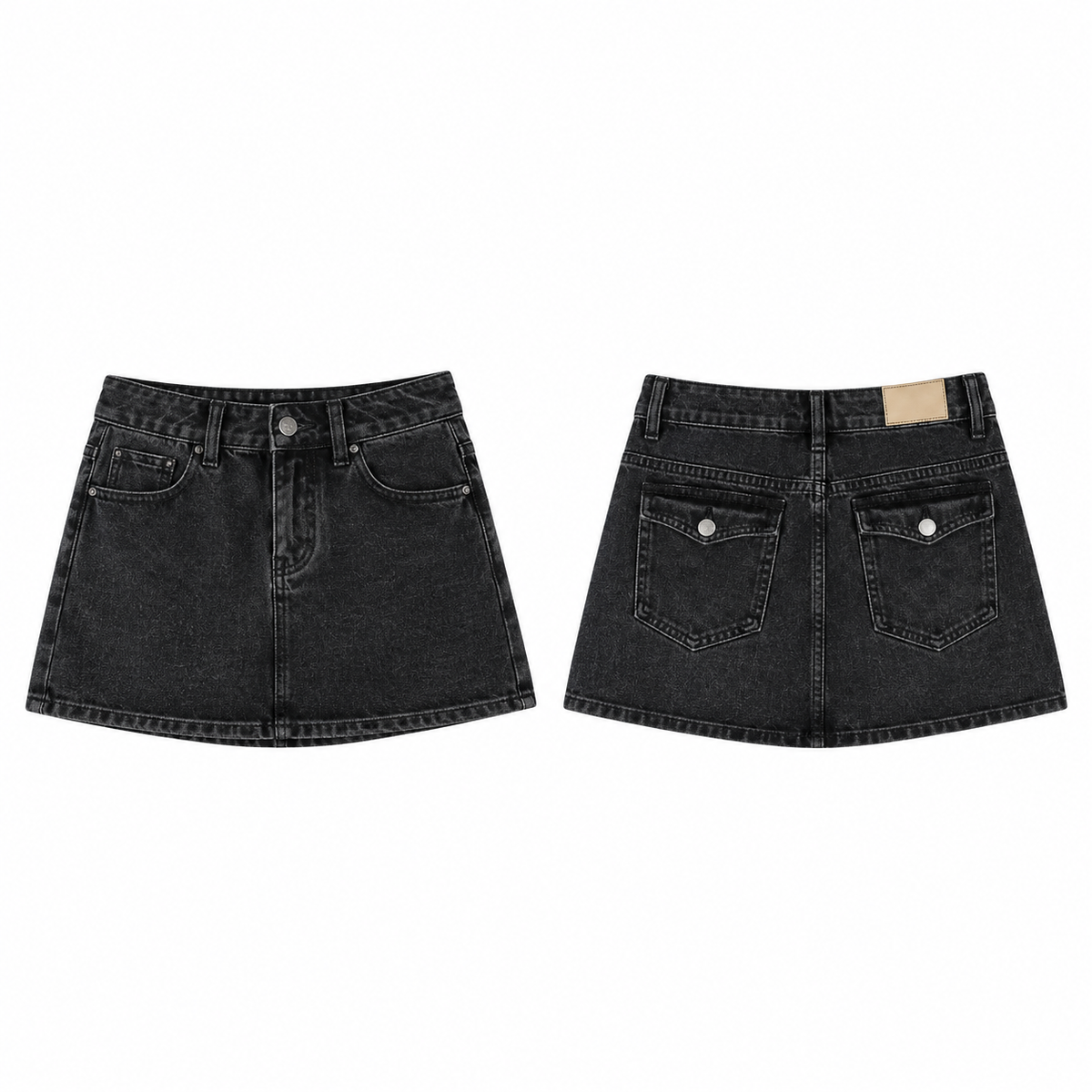 Black Denim Mini Skirt