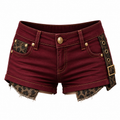 Rise Buckle Denim Shorts