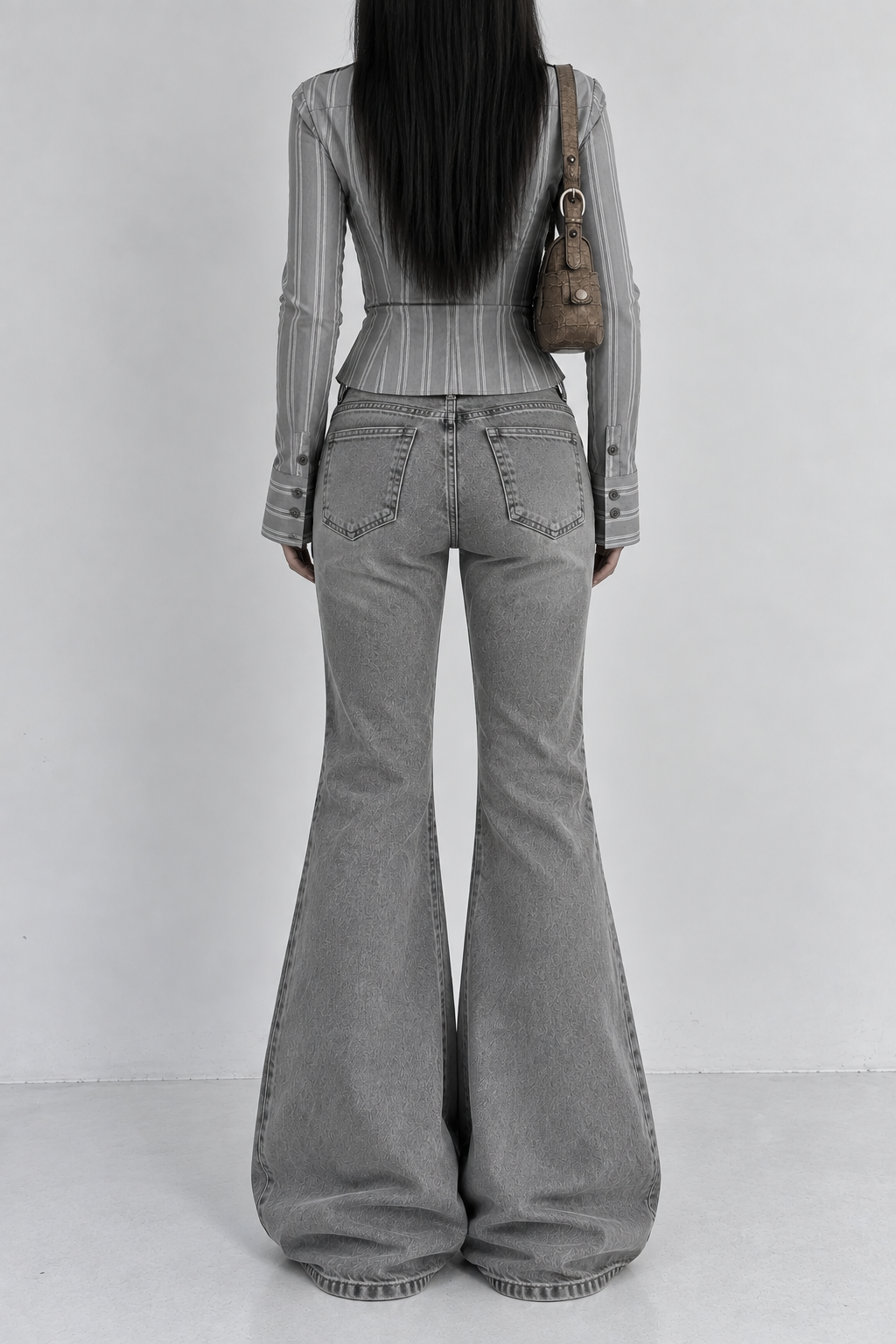 Ash Grey Flare Jeans