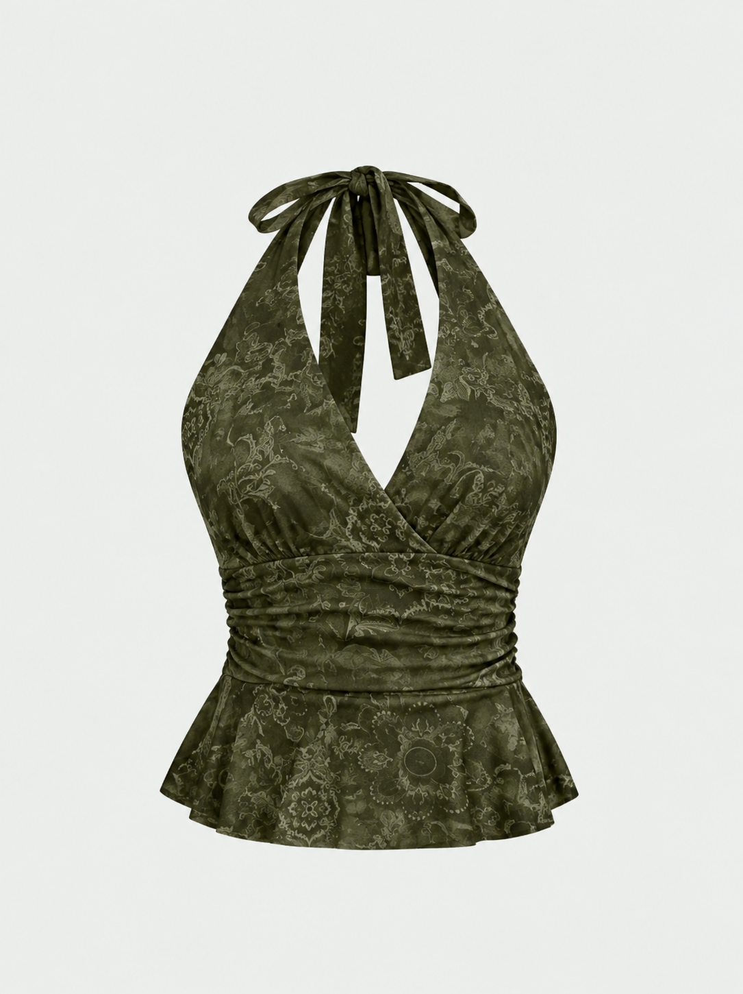 Olive Lace Halter Top