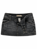 Distressed Strap Denim Mini Skirt