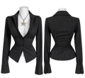 Black Pinstripe Fitted Blazer